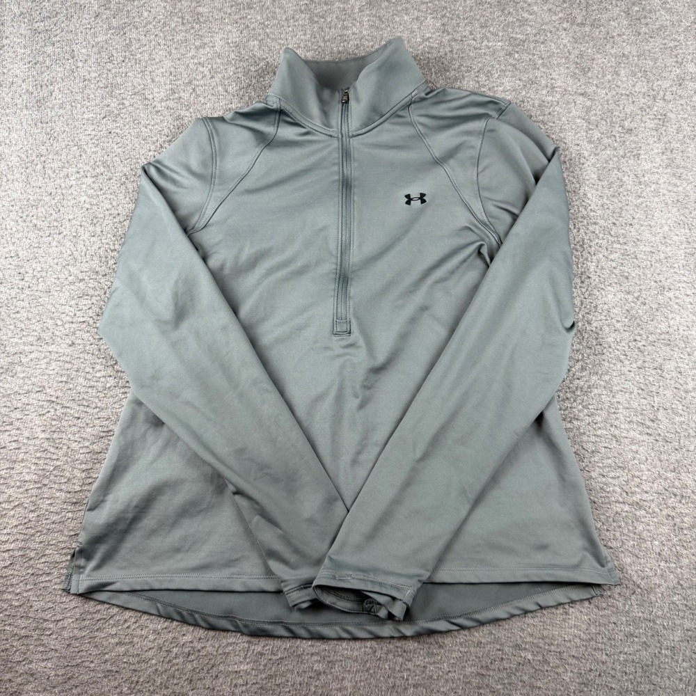Under Armour 1/4 Zip Pullover Women's Large Gray Long Sleeve Activewear Top